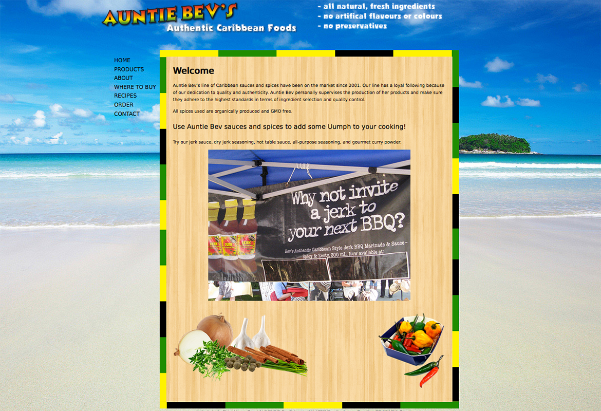 Auntie Bev's Authentic Caribbean Foods - Website